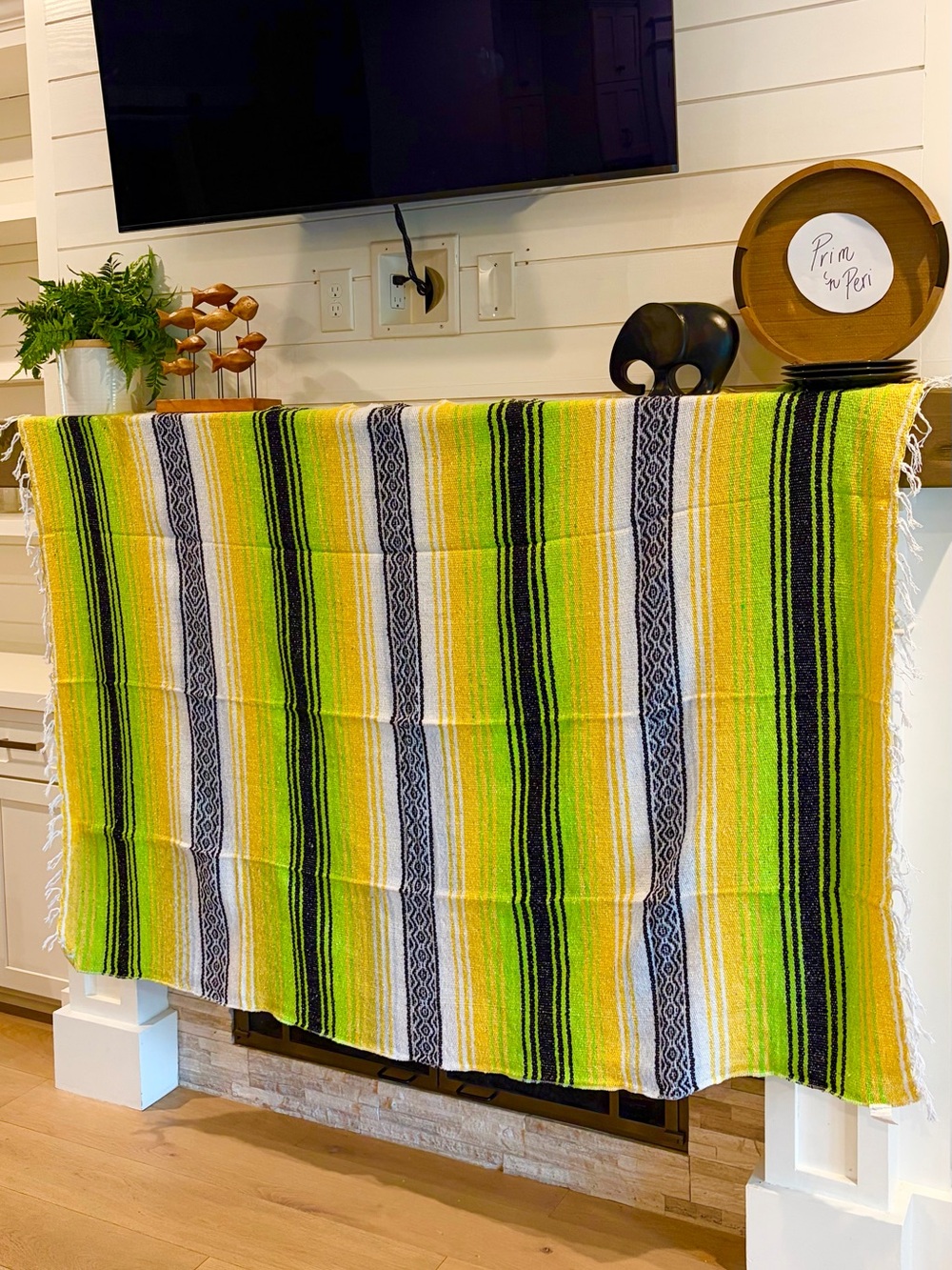 Mexican Falsa Blanket – Striped Woven Fringe Throw